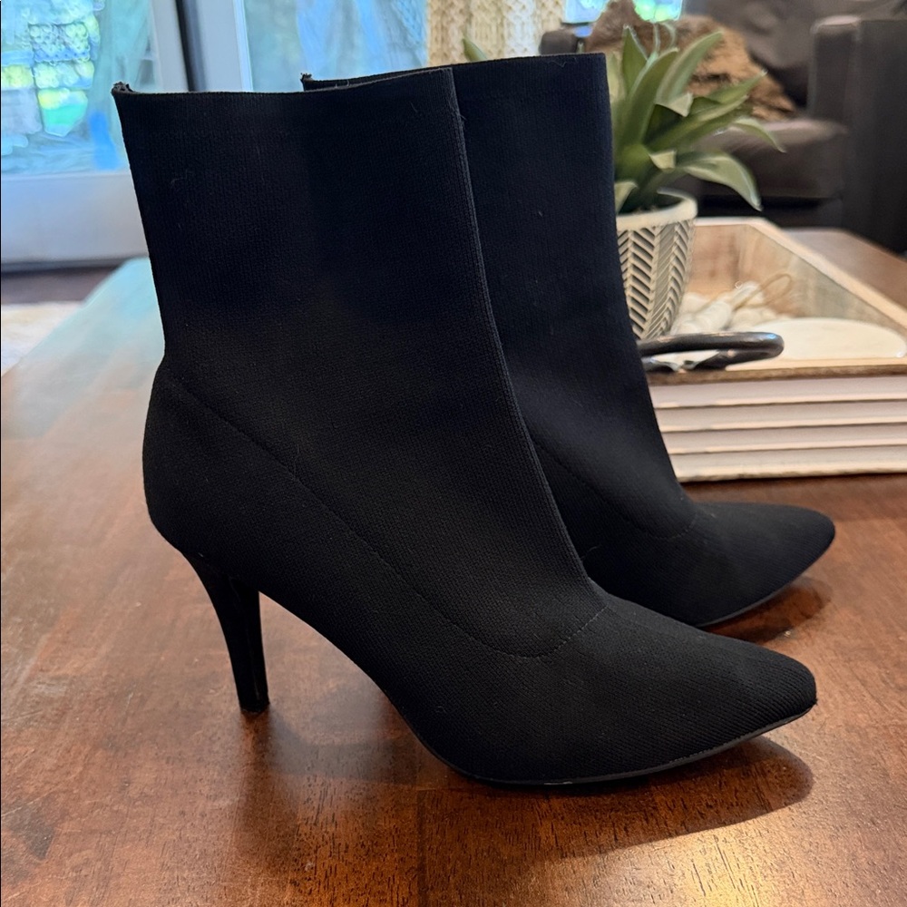 Black Pointed-Toe Stiletto Ankle Boots - Women